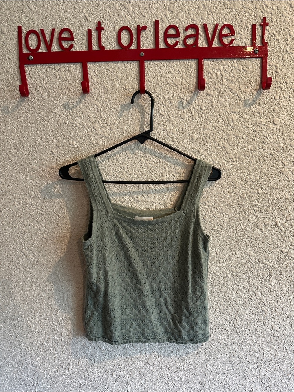 LC Lauren Conrad Sage Green Textured Square-Neck Tank size S